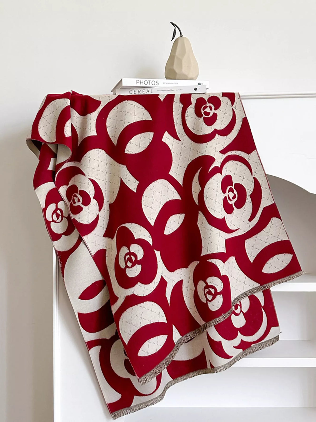 Rich blossom print scarf with a soft weave