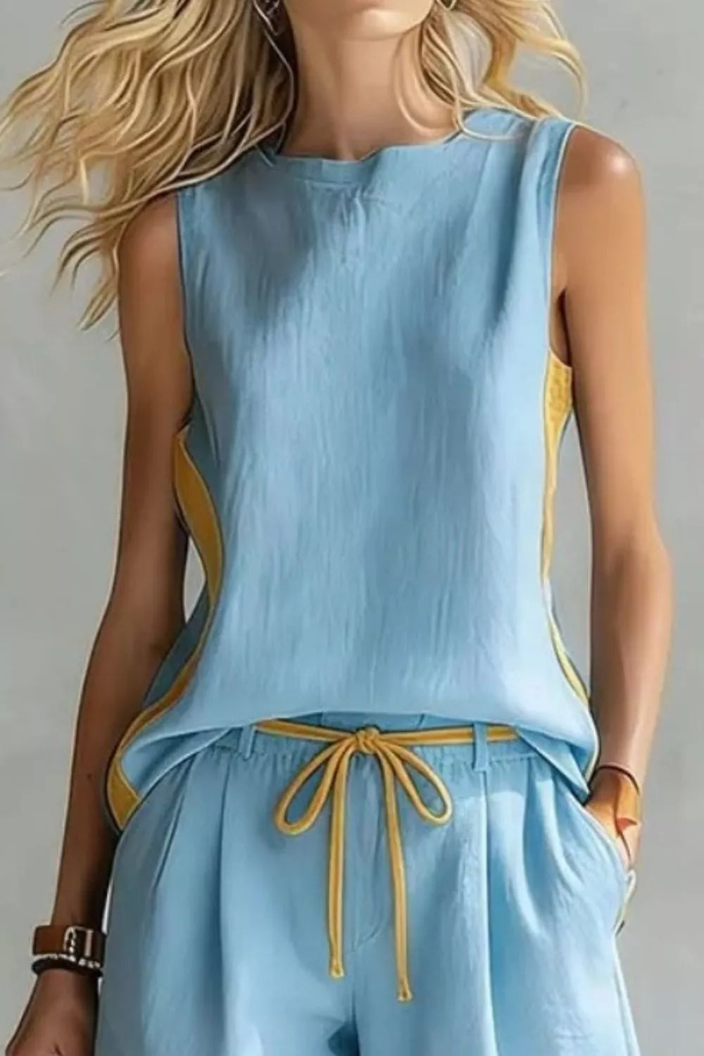 Contrast Trim Tank and Shorts Set, view 6