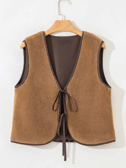 Double Tied Front Vest Coat - Fashorio