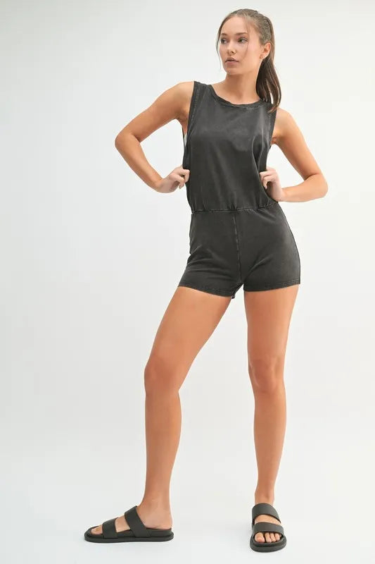 Mineral Wash Vintage Romper styled look