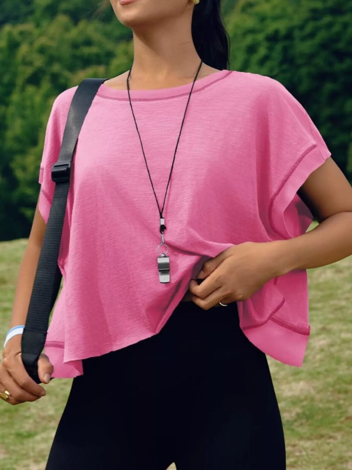 White cutout crisscross back short sleeve t shirt styled view