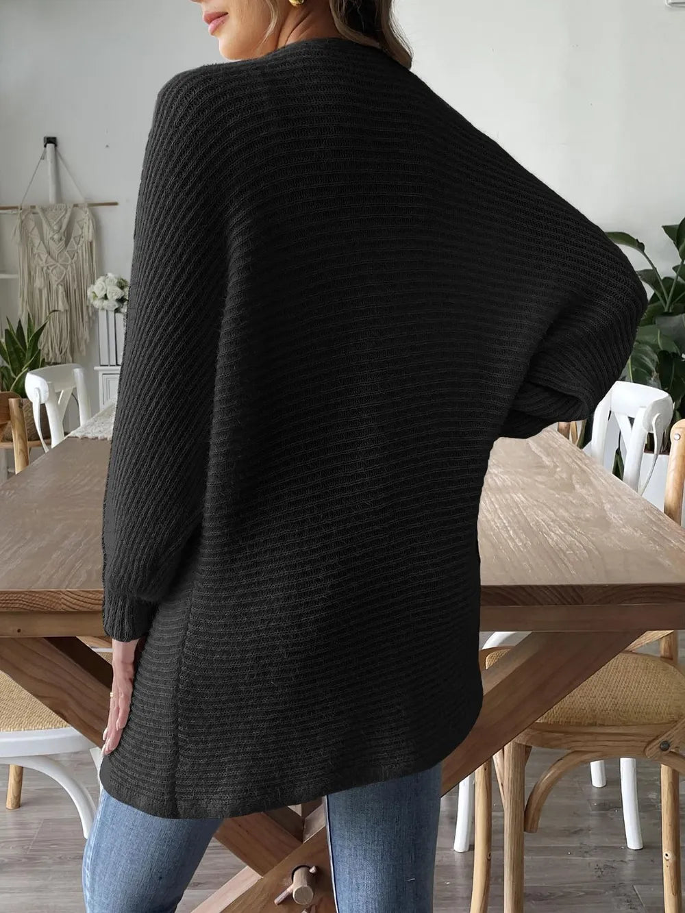 Open Front Long Sleeve Cardigan - Fashorio