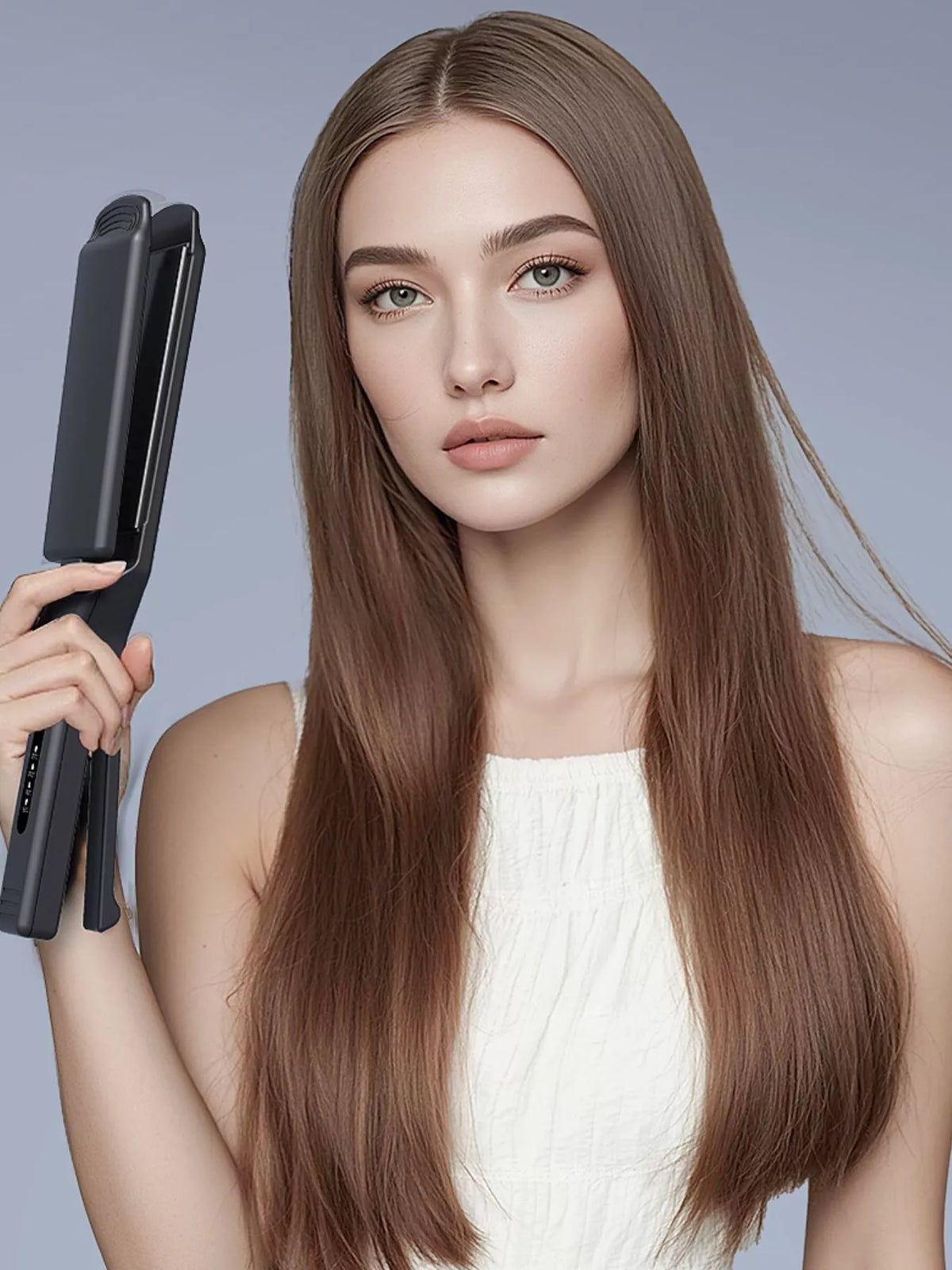 Hair straightener controls close up