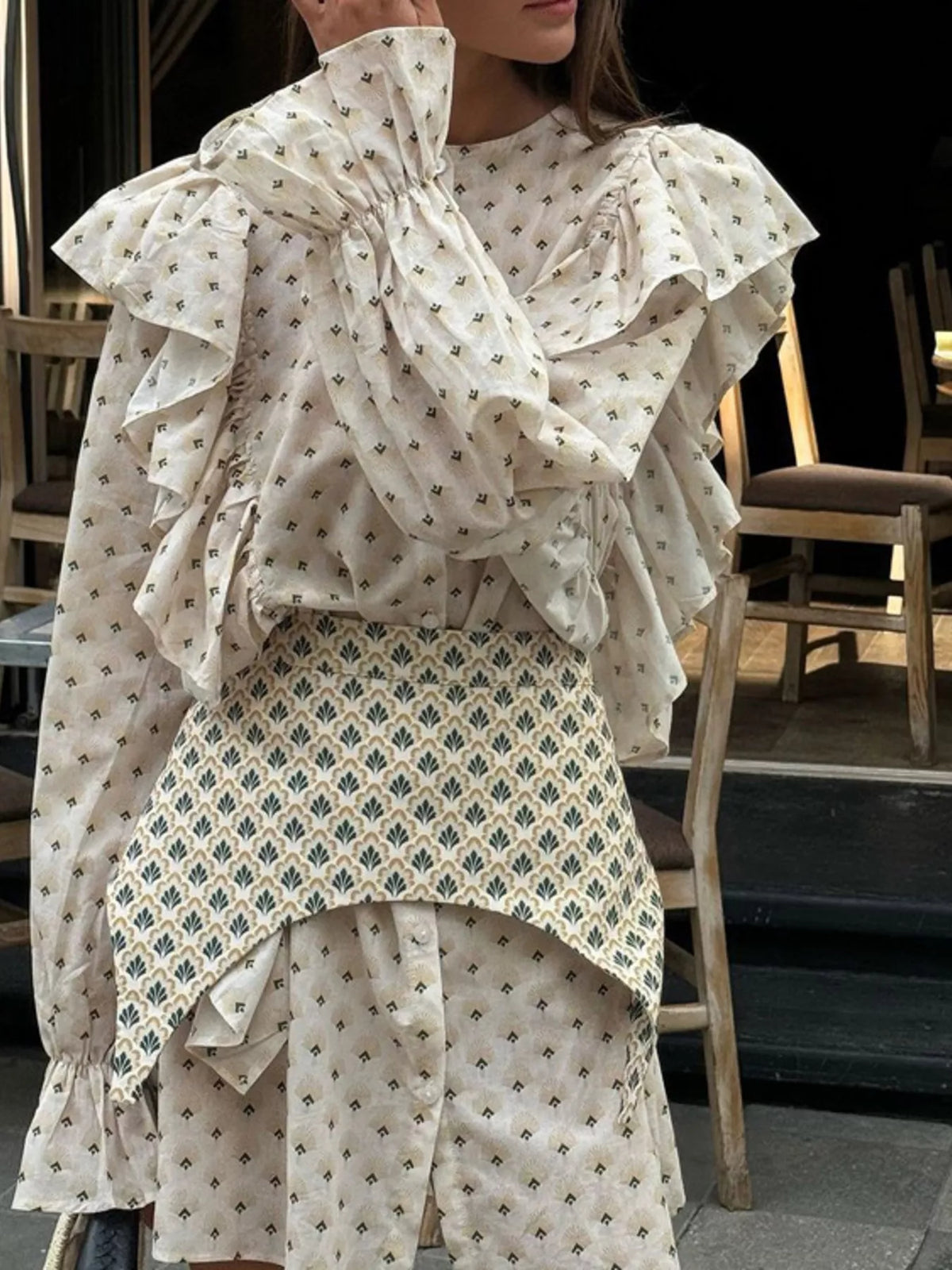 Ruffle detail on the dress hem