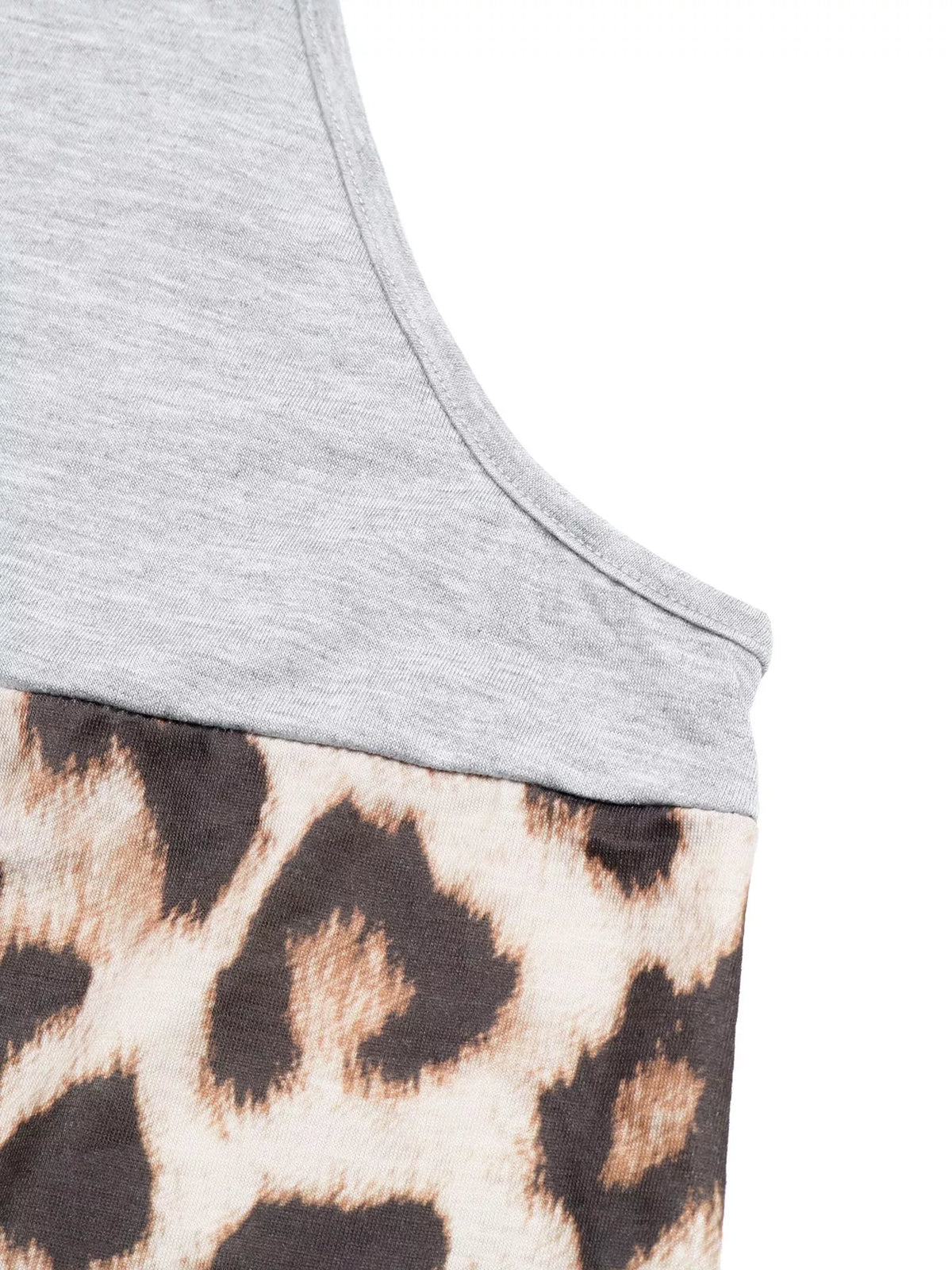 Leopard print color block tank detail view