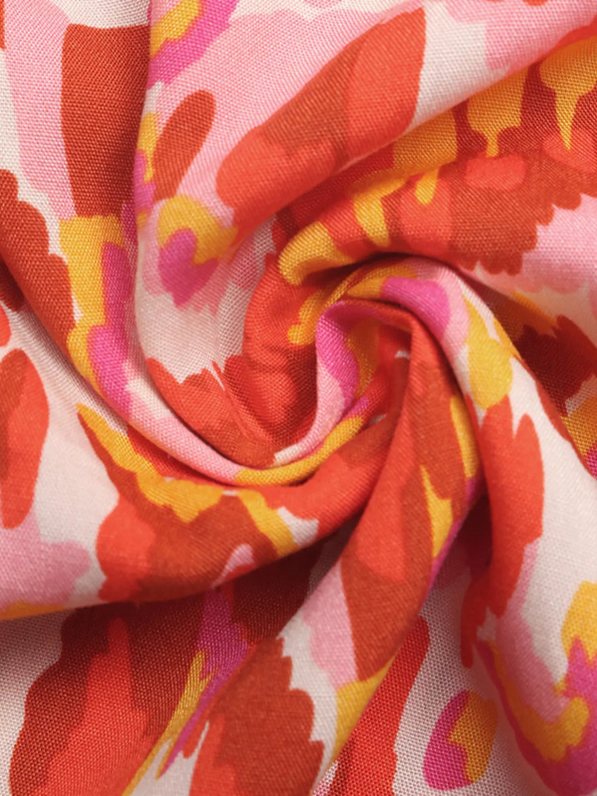 Orange print maxi dress neckline close up