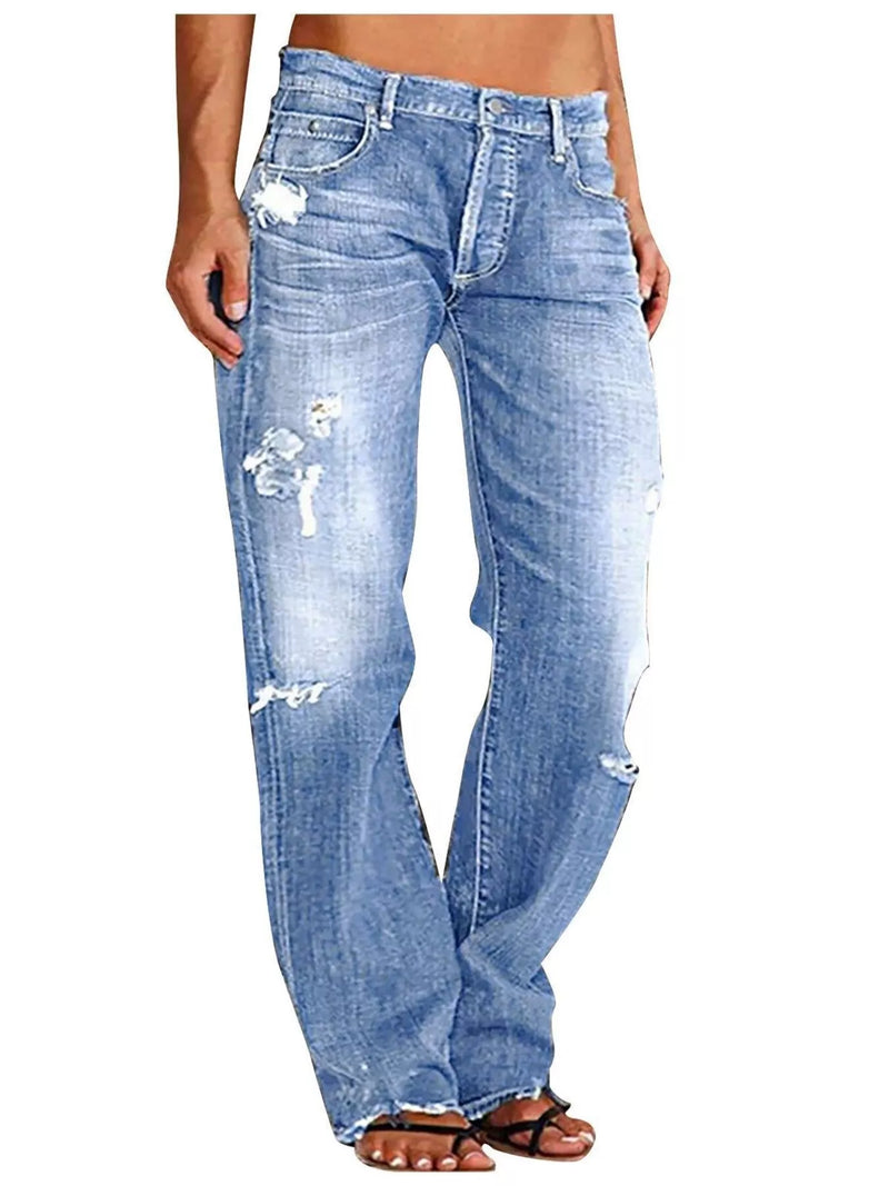 Distressed loose fit jeans front view