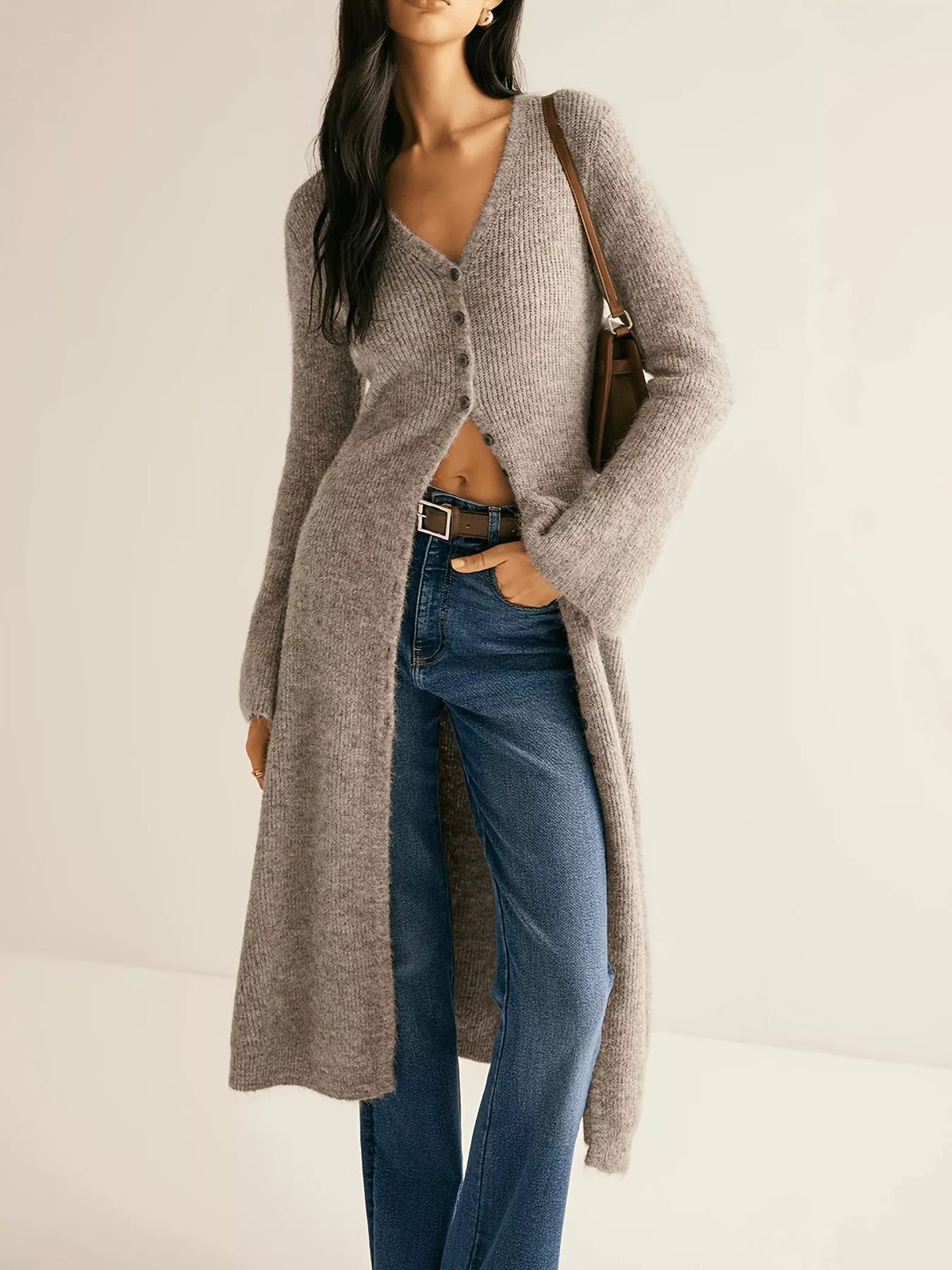 Longline bell sleeve cardigan bell sleeve detail