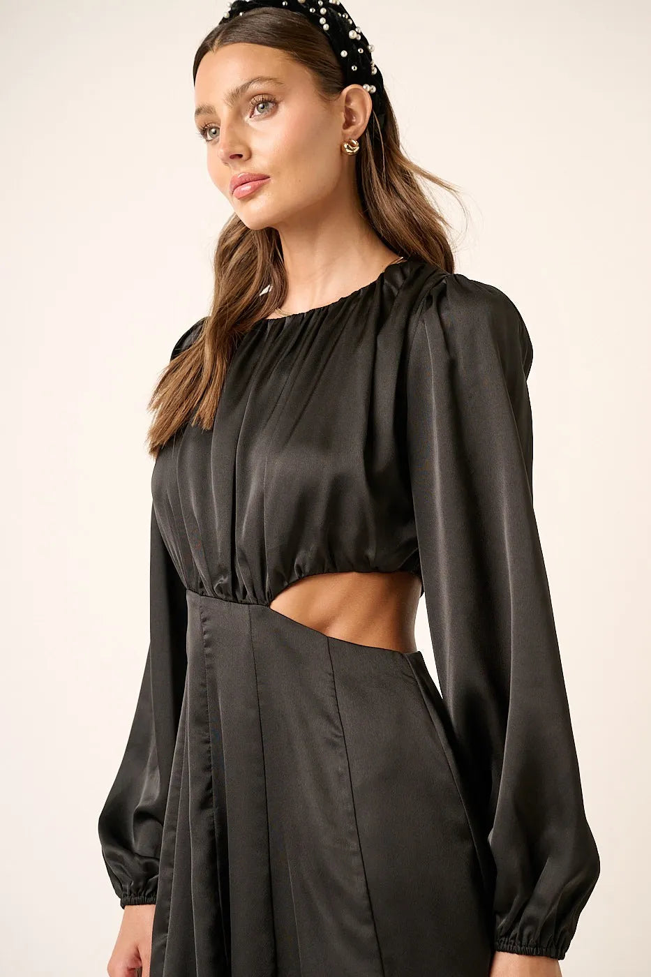 Satin Side Cutout Detail Mini Dress back view