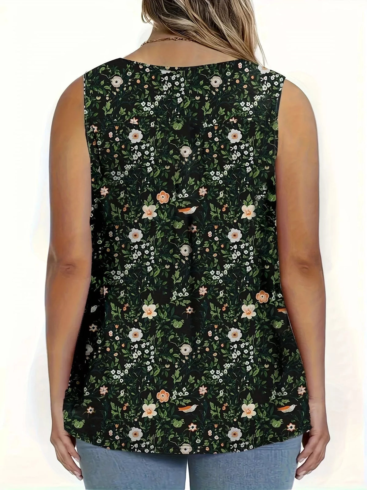 Floral print tank top in purple