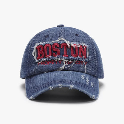 Letter Adjustable Cotton Baseball Cap Dark One Size - Fashorio