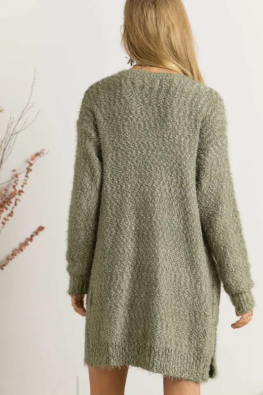 ADORA Comfy Fuzzy Sweater Cardigan - Fashorio