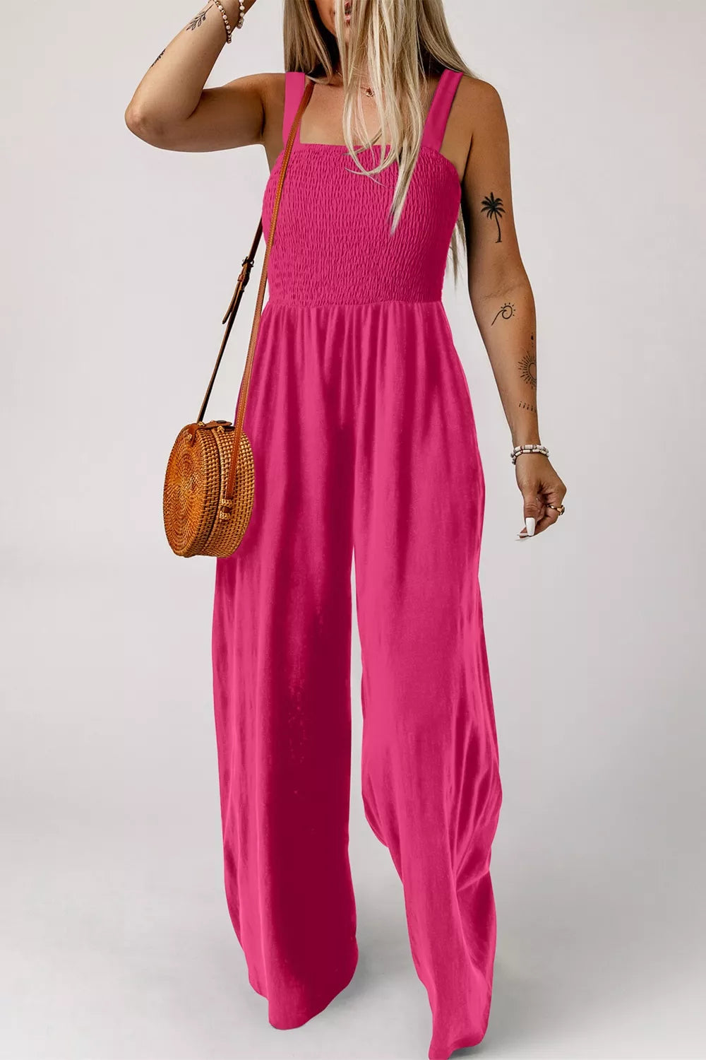 Wide leg detail of jumpsuit