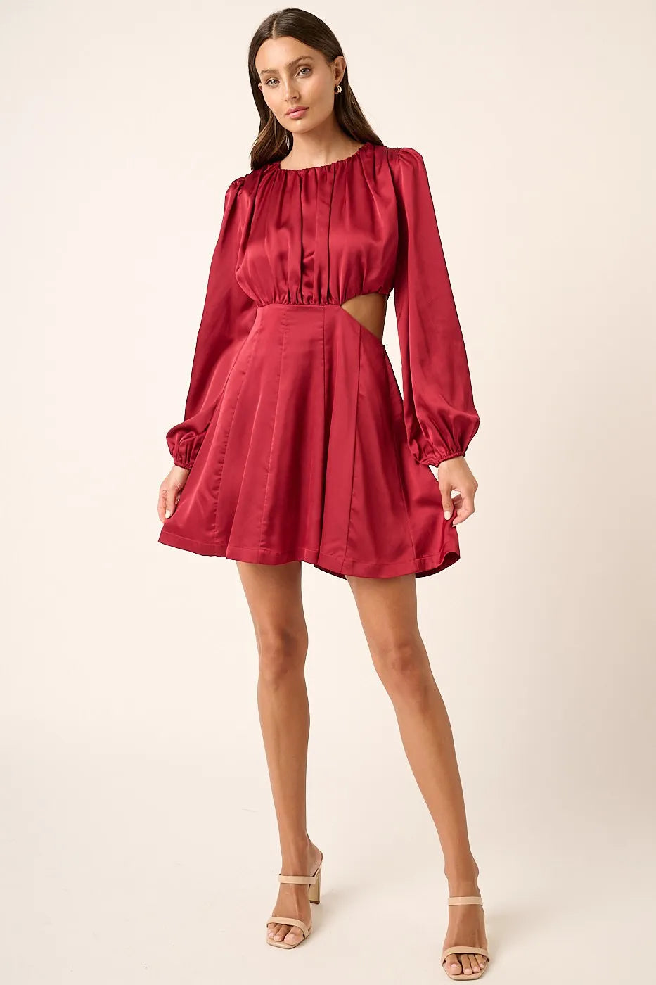 Satin Side Cutout Detail Mini Dress detail