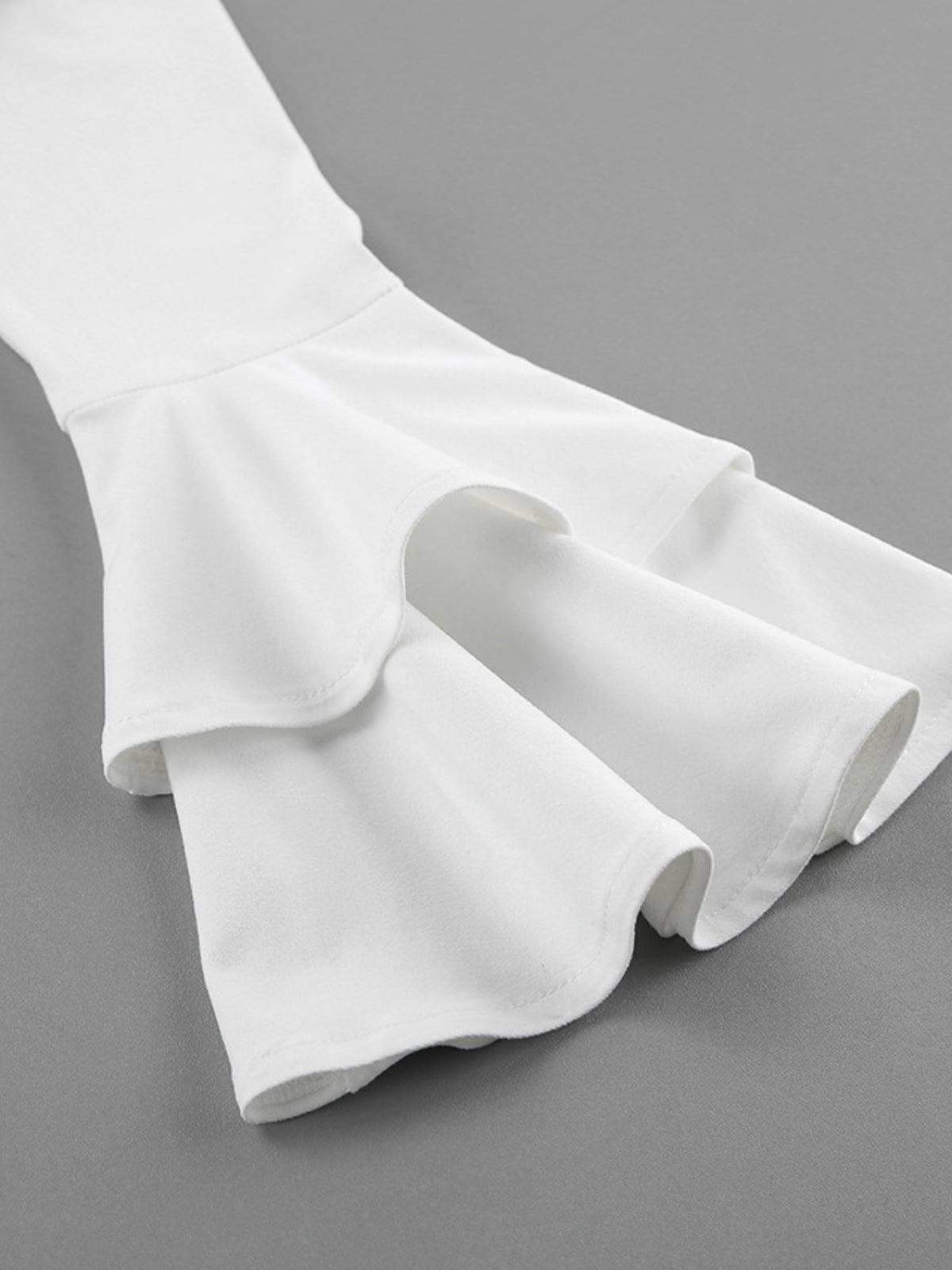 white lace trim long sleeve maxi dress neckline detail