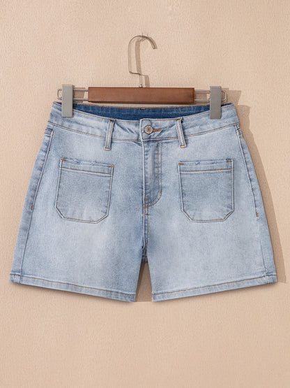 Wash High Rise Denim Shorts - Fashorio