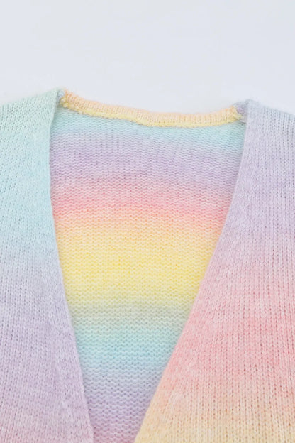 Gradient Open Front Drop Shoulder Cardigan - Fashorio