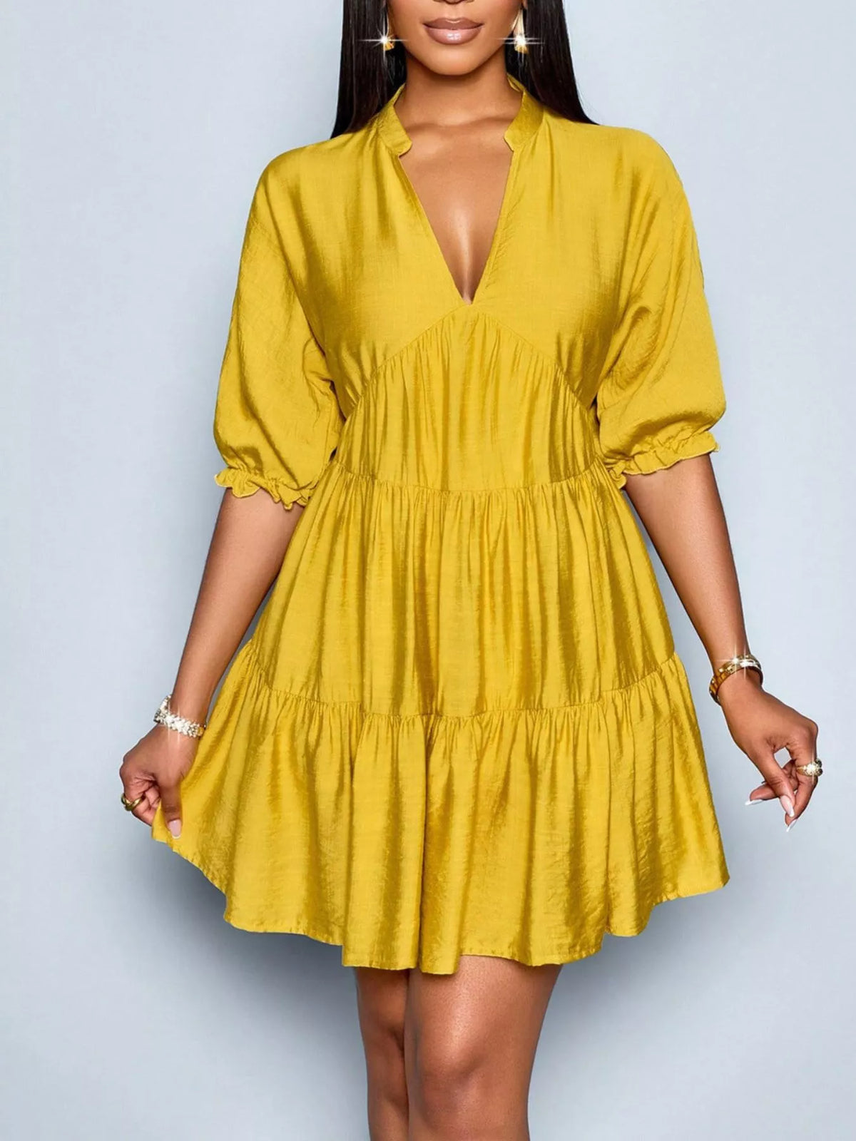 Womens half sleeve dress back and shoulder view