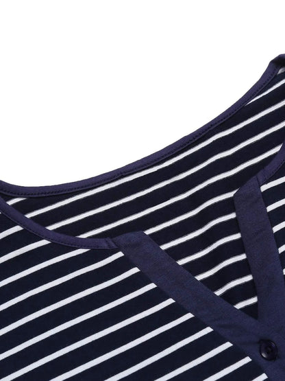 Striped Long Sleeve Lounge Dress - Fashorio