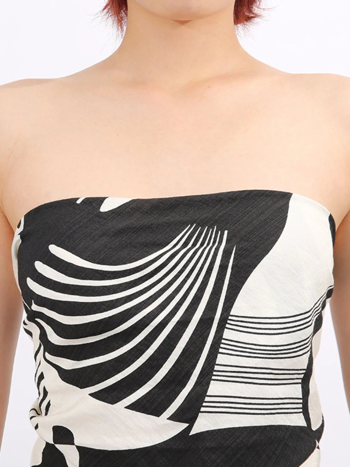 Abstract Print Tube Top and Wide Leg Pants Two-Piece Set - Fashorio