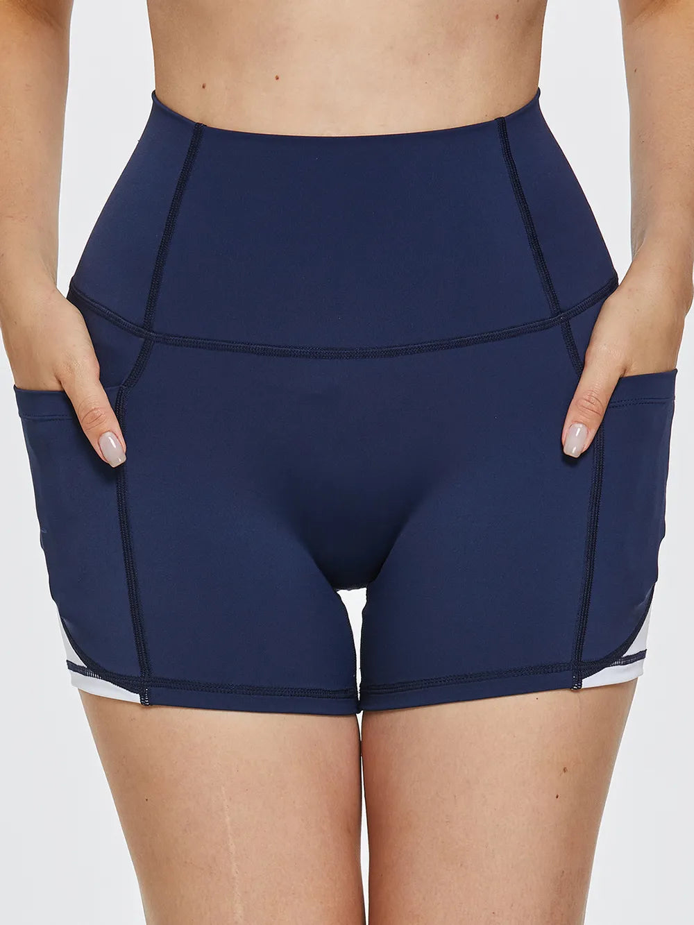 High waist active shorts angled view