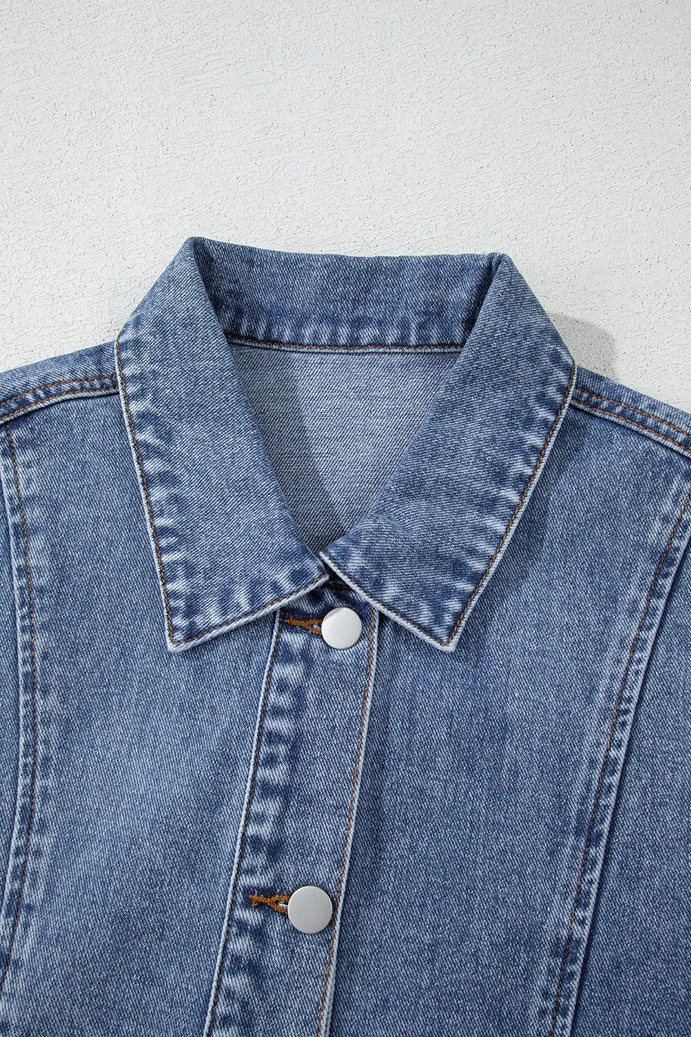Button Up Cap Sleeve Denim Jacket - Fashorio