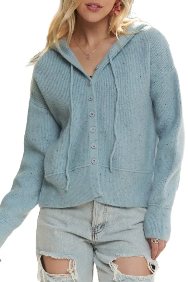 ADORA Hoodie Relaxed Fit Ribbed Cuffs Sweater Cardigan - Fashorio