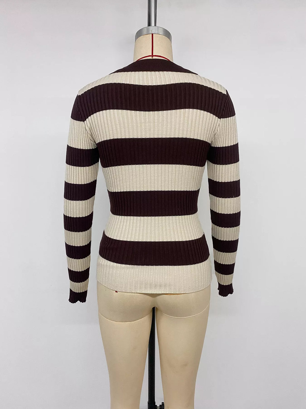 Striped Ribbed Long Sleeve Sweater view 10