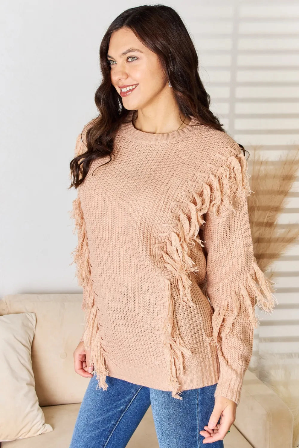 And The Why Tassel Detail Long Sleeve Sweater - Fashorio