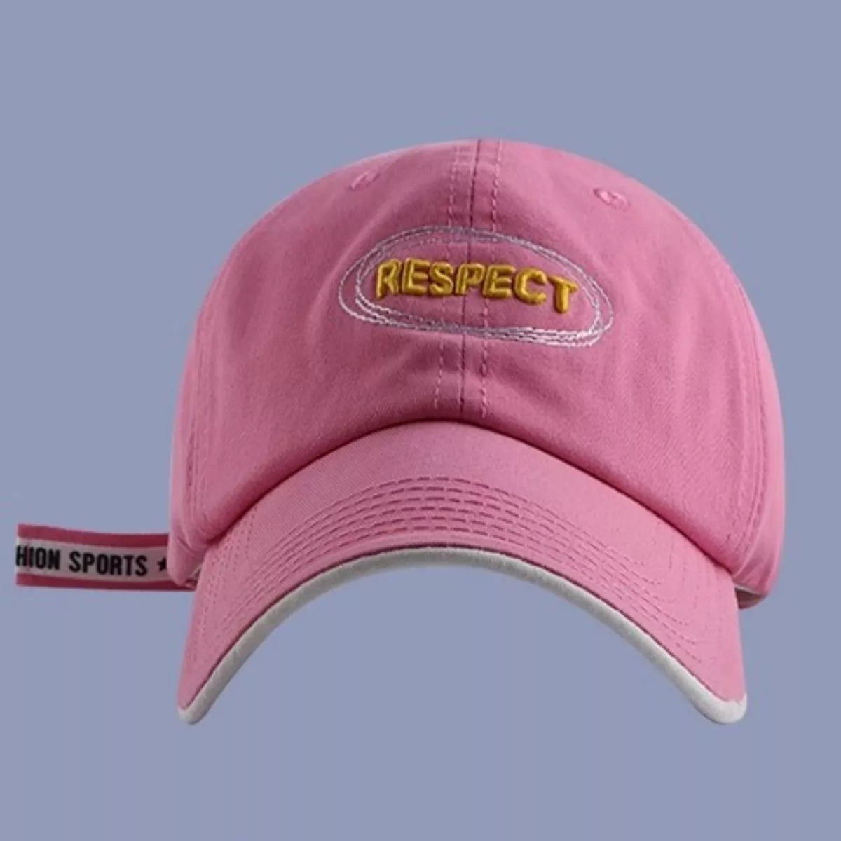 Back view of embroidered cap with closure
