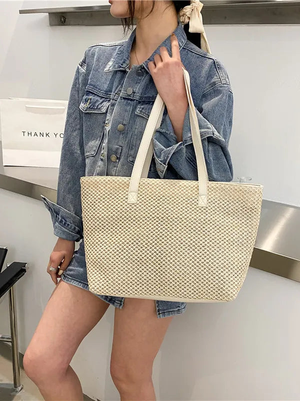 Beach tote bag side view