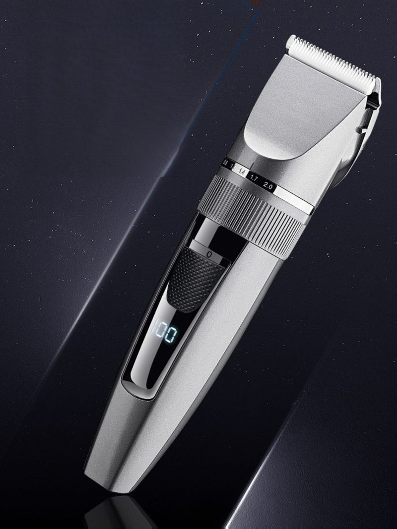 Silver cordless rechargeable hair clipper front view
