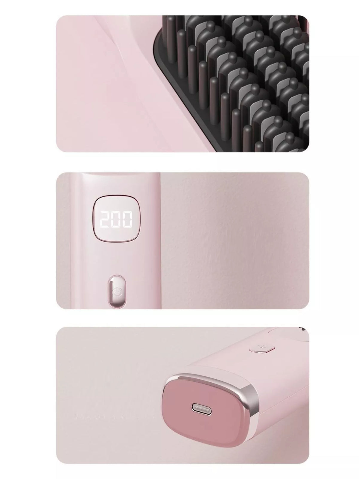 Comb straightening a section of hair