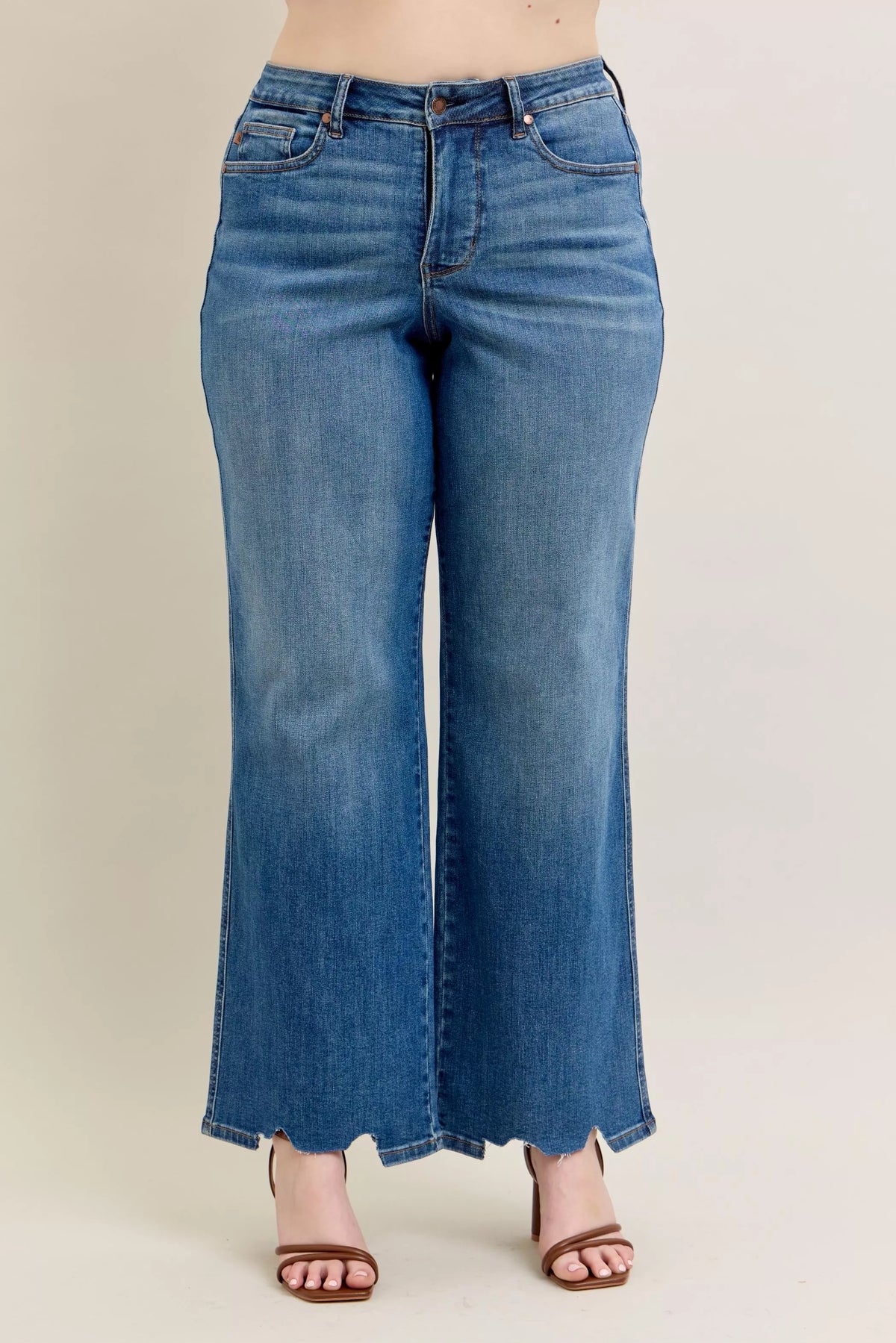 Judy Blue High Rise Distressed Wide Leg Jeans, view 12