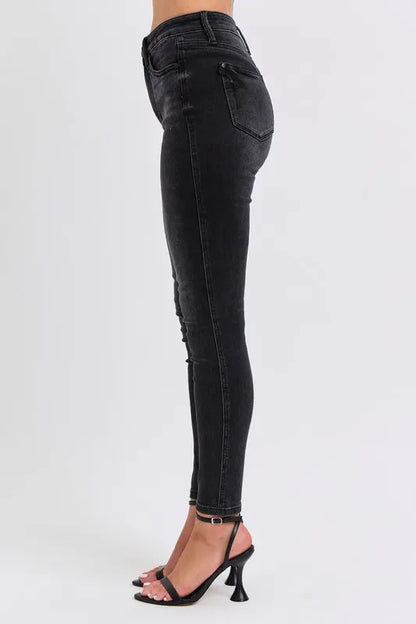 Judy Blue Plus Size Mid Rise Tummy Control Skinny Jeans – Flattering Fit - Fashorio