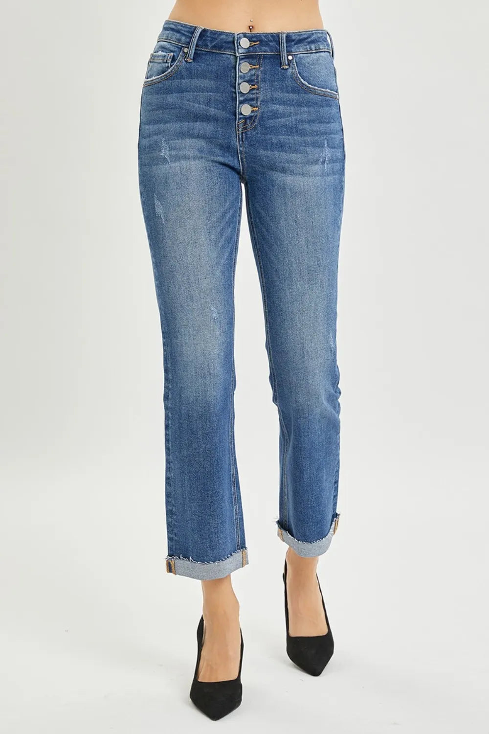 Back view of RISEN cropped bootcut jeans