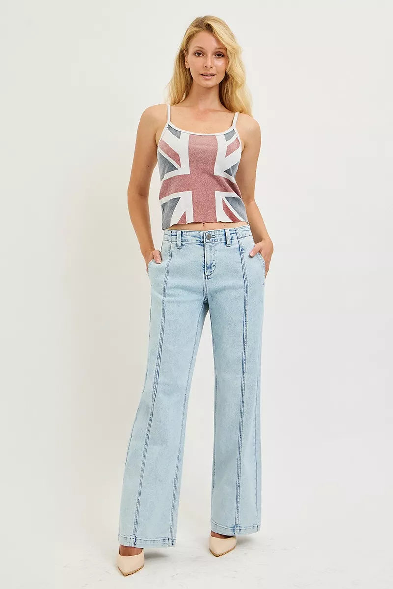 RISEN acid wash wide leg jeans styled outfit