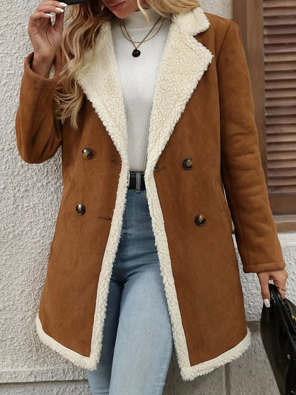 Women’s Sherpa Lined Button Up Jacket with Pockets - Fashorio