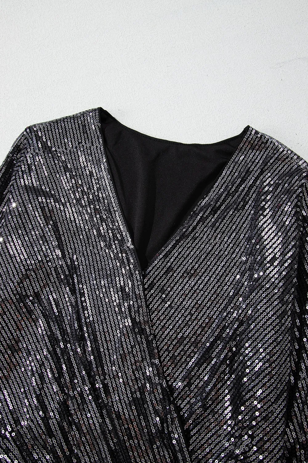Sequin Surplice Long Sleeve Bodysuit - Fashorio