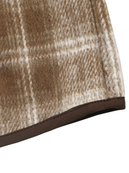 Plaid Long Sleeve Button-Up Jacket with Chest Pockets - Fashorio