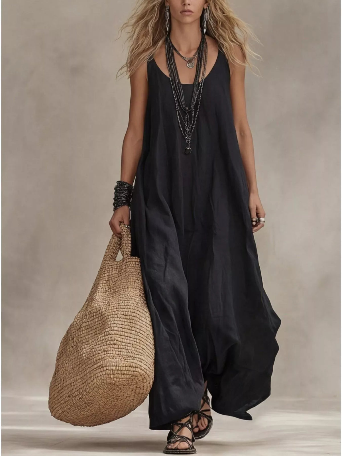 Scoop Neck Sleeveless Maxi Dress Plus Size, view 6
