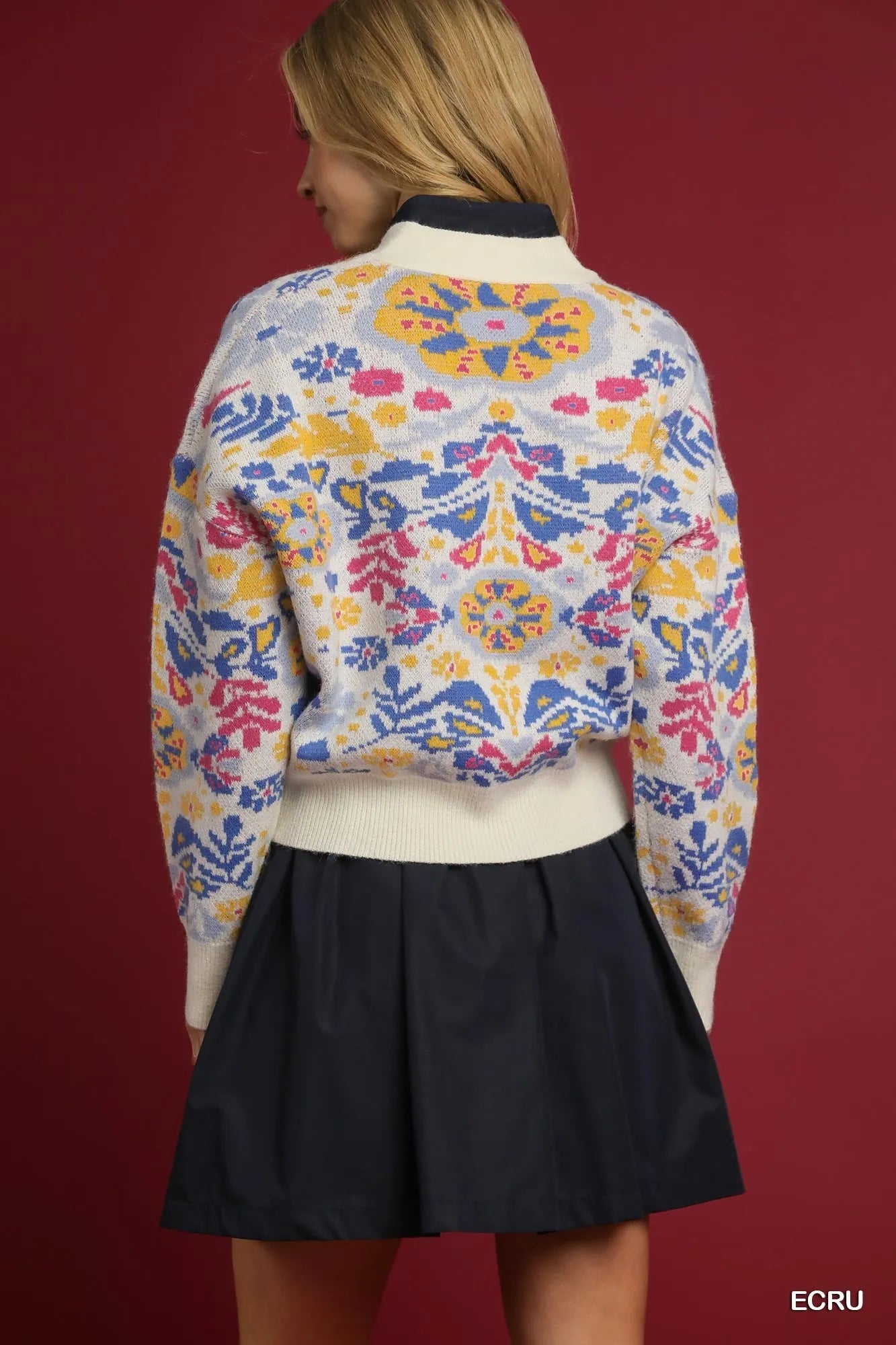 Umgee Floral Button-Up V-Neck Cardigan - Fashorio