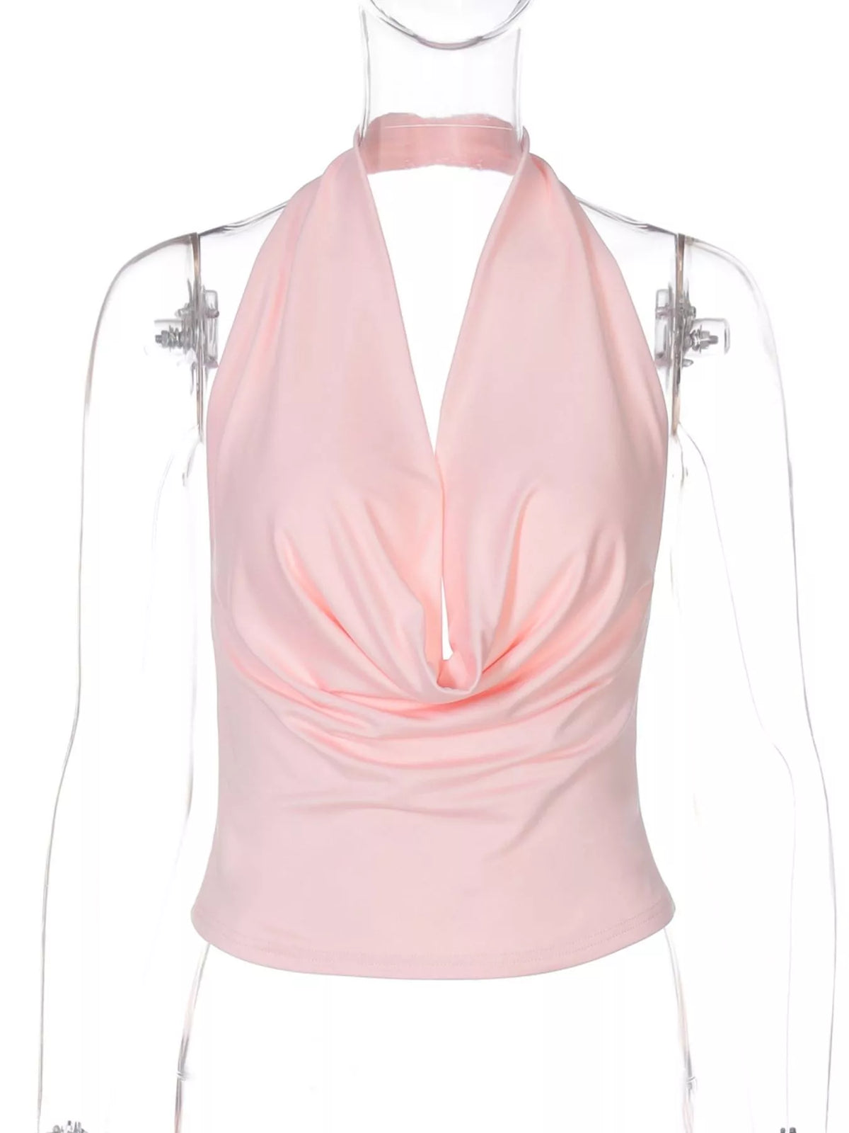Halter ruched cami shown in brown