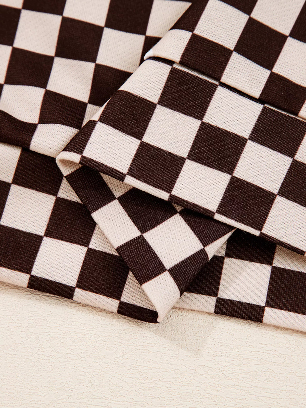Checkered Drawstring Hoodie and Pants Set view 16