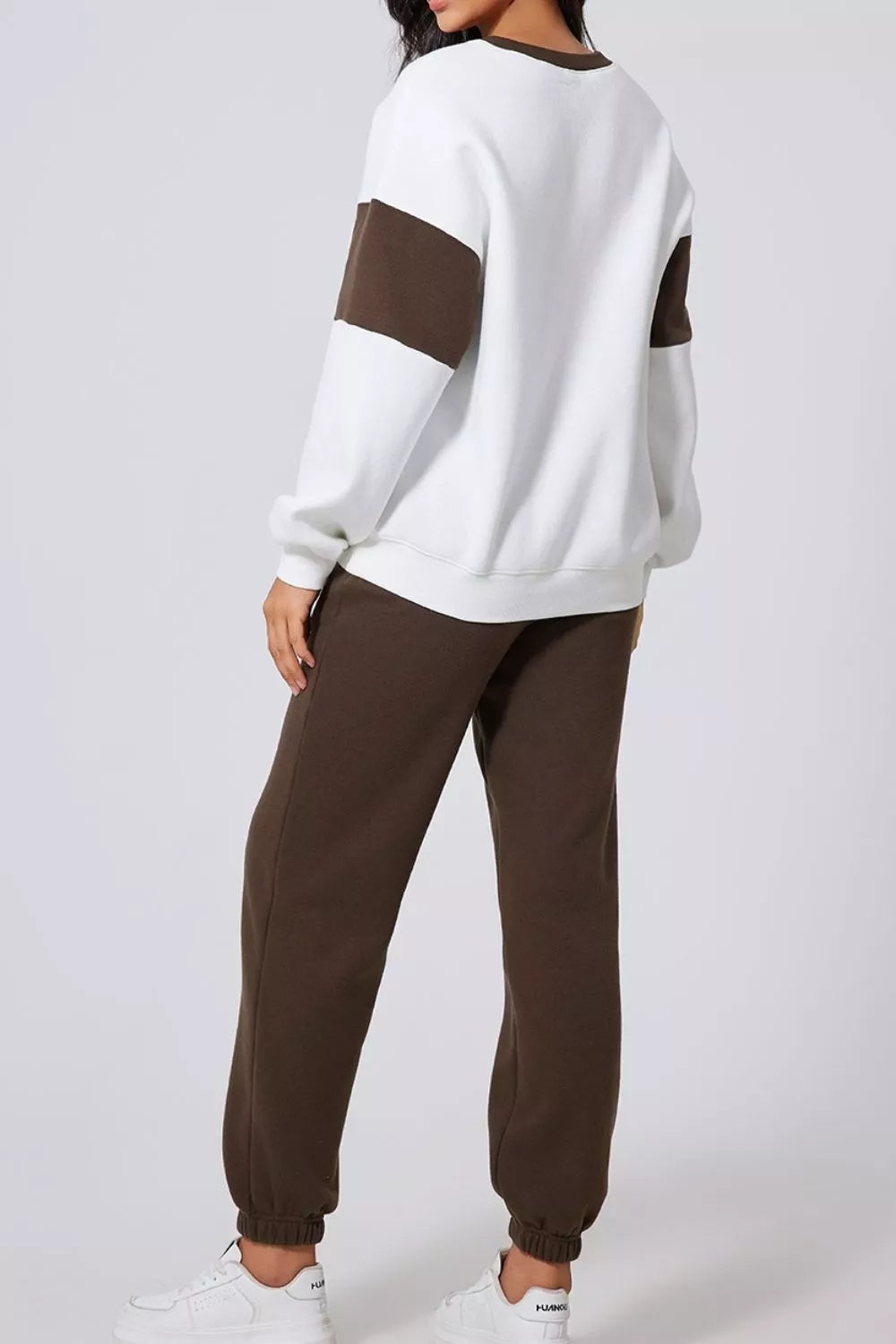 Drop Shoulder Loose Sweatshirt and Joggers Active Set styled look