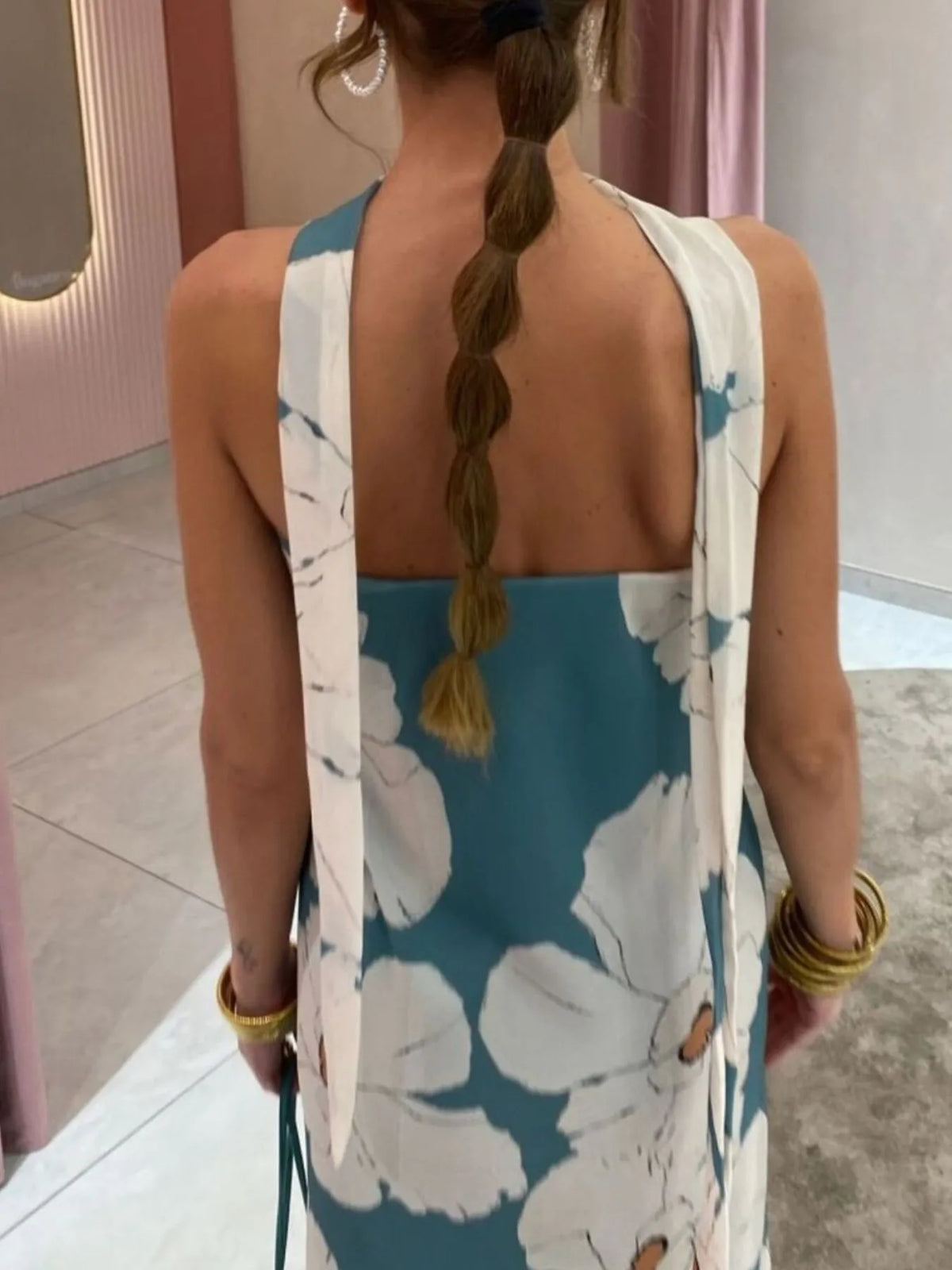 Printed tube maxi dress full length view