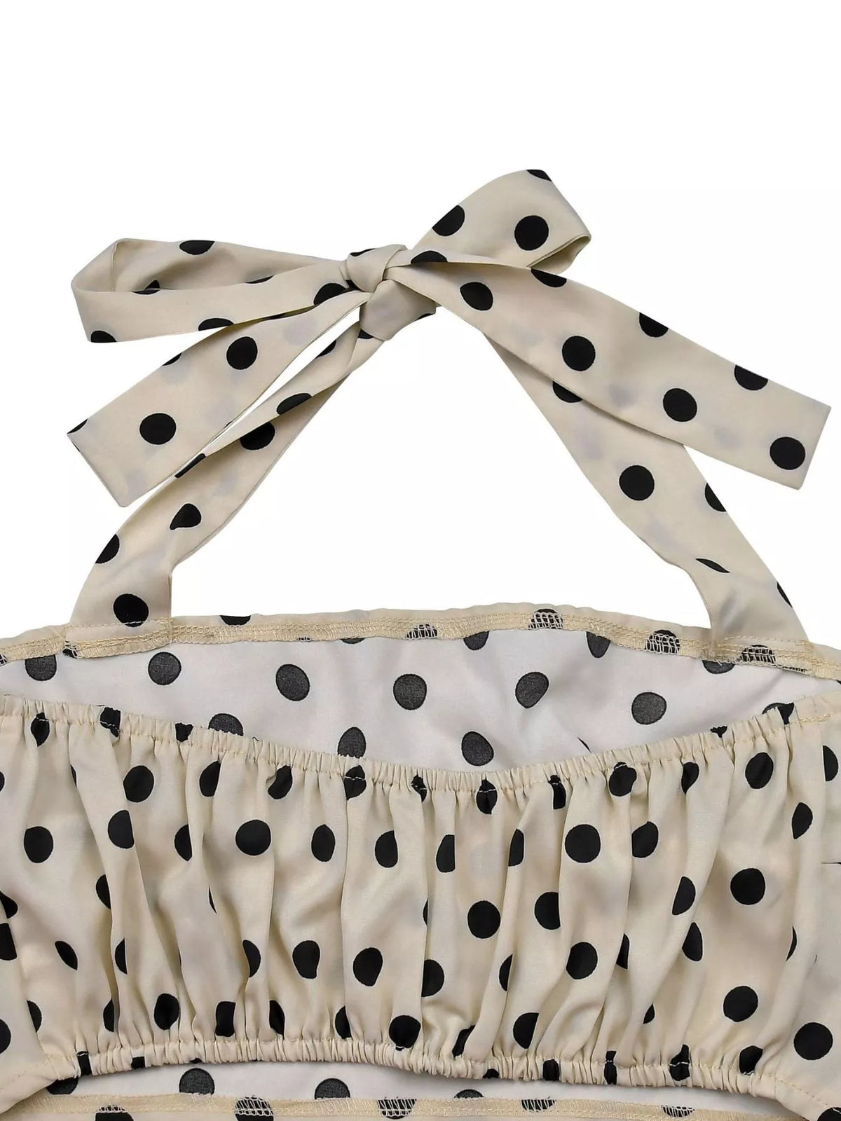 Polka dot matching set fringe detail