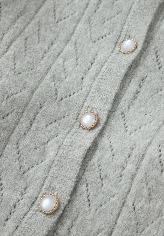 Openwork Button Down Long Sleeve Cardigan - Fashorio