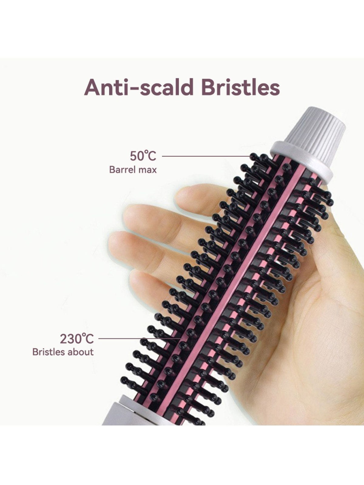 Hot air brush held in hand