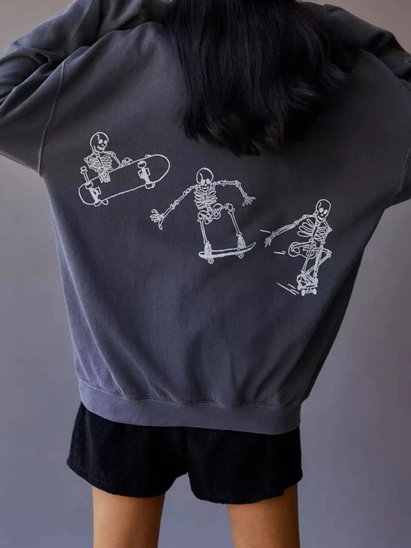 Skeleton Graphic Oversized Sweatshirt - Fashorio